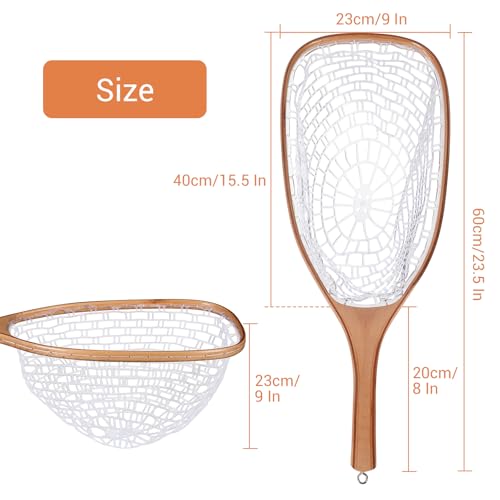 GarveeLife Fly Fishing Net Trout Net, Soft Mesh Fishing Net, Fish Landing Net with Safety Rope Lanyard, Lightweight Catch and Release Net for Trout, Bass