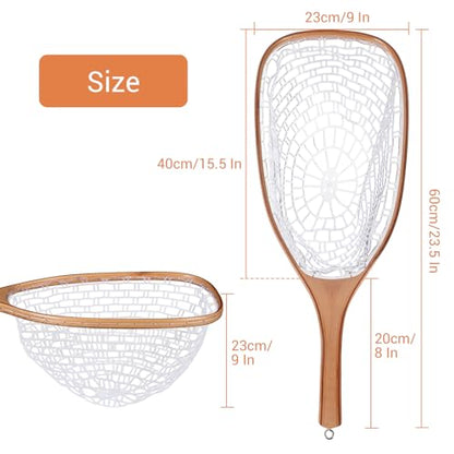 GarveeLife Fly Fishing Net Trout Net, Soft Mesh Fishing Net, Fish Landing Net with Safety Rope Lanyard, Lightweight Catch and Release Net for Trout, Bass