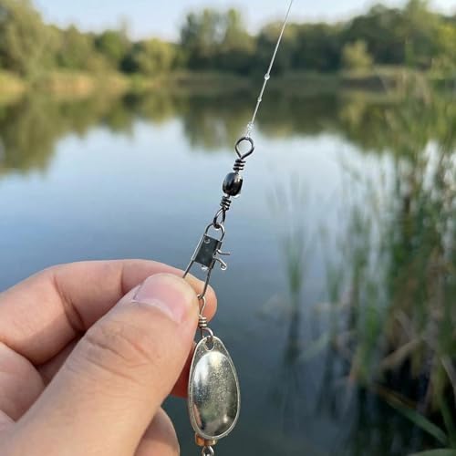 Fishing Swivels Snap Swivels Kit, 100PCS Barrel Swivel with Duo Lock Snaps, Saltwater Freshwater Fishing Connector for Lures, Hooks & Tackle Box