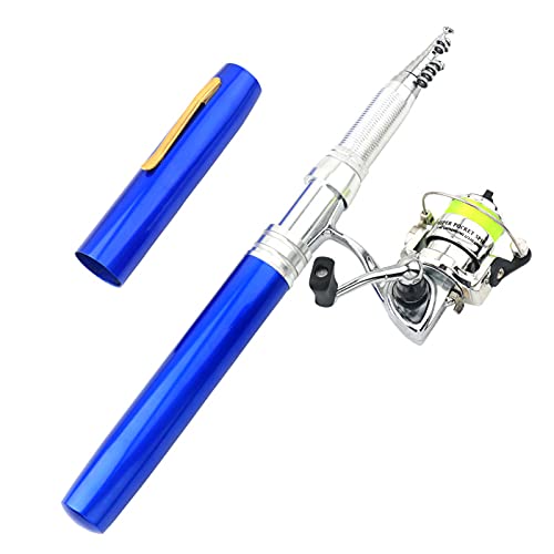 Lixada Fishing Rod Reel Combo Mini Pen Fishing Pole Kit Telescopic Fishing Rod Spinning Reel Combo Kit - color: Blue, size: 1.8 m