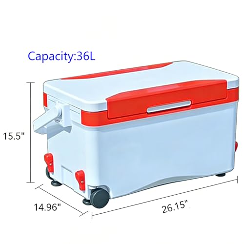 38QT Multifunctional Fishing Cooler Box with Retractable Legs, Insulated Ice Chest for Fishing Camping Outdoor