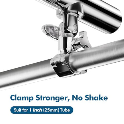 Fishing Rod Holder for Boat ,Stainless Steel 316 Rail Mount Clamp Fishing Rod Holders Marine Grade 360 Degree Adjustable Fishing Rod Holder - style: Middle Clamp