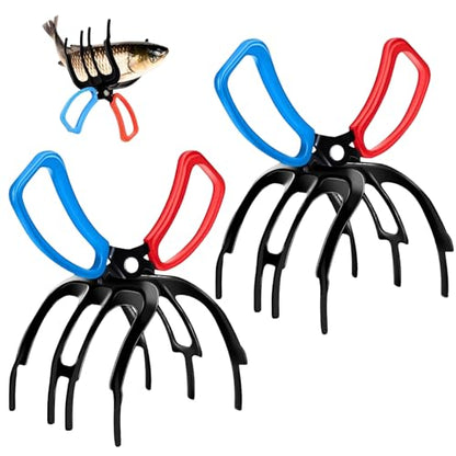 2 PCS Fish Gripper, Fish Grips, Fish Grippers for Fishing, 3 Claw Metal Control Clamp, Secure Grip Holder for Most Freshwater, Portable Grabber Tool, Tackle Accessory