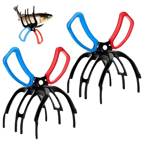 2 PCS Fish Gripper, Fish Grips, Fish Grippers for Fishing, 3 Claw Metal Control Clamp, Secure Grip Holder for Most Freshwater, Portable Grabber Tool, Tackle Accessory