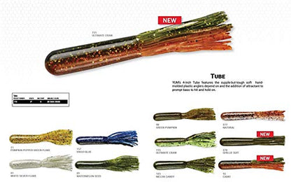 YUM Tube Soft Plastic Bass Fishing Lure - Designed Specifically for Bass, 4 Inch Length, 6 per Pack - color: Melon Candy