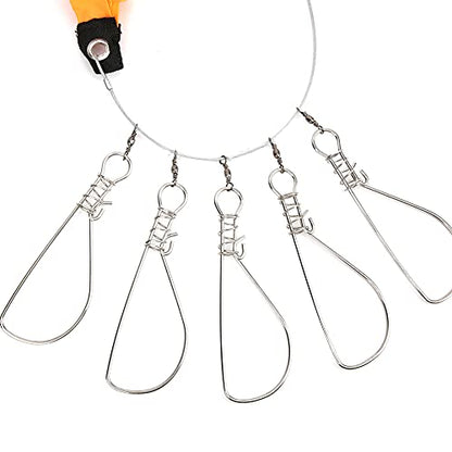 Fish Stringer with 5 Stainless Steel Locking Movable Buckle and Stainless Steel Ropes Fishing Lock Cable Accessory