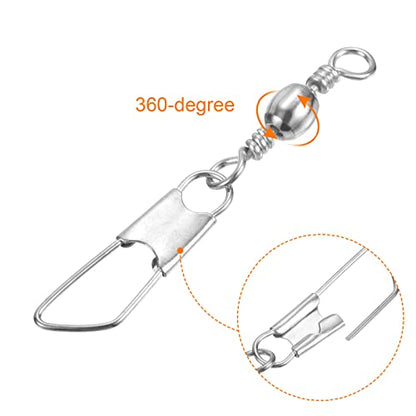 PATIKIL Fishing Barrel Swivels with Safety Snap, Carbon Steel - style: 26lb