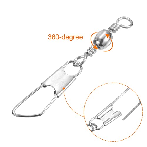 PATIKIL Fishing Barrel Swivel with Safety Snap Carbon Steel - style: 26lb