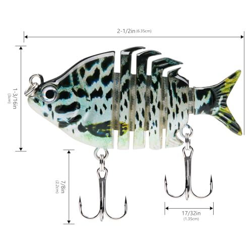 Bassdash SwimPanfish 0.34oz Hard Swimbaits Multi Jointed Topwater Trout Bass Fishing Crank Lure for Freshwater and Saltwater - color: Blue Mackerel