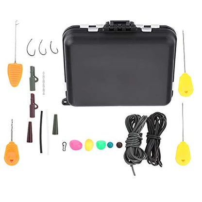 Carp Fishing Tackle Set, 136 Pc Terminal Rigs Kit with Bait Needles Hooks Silicone Tubes Beads Sleeves for Carp Anglers Hair Rig Construction (with Bait Needle)