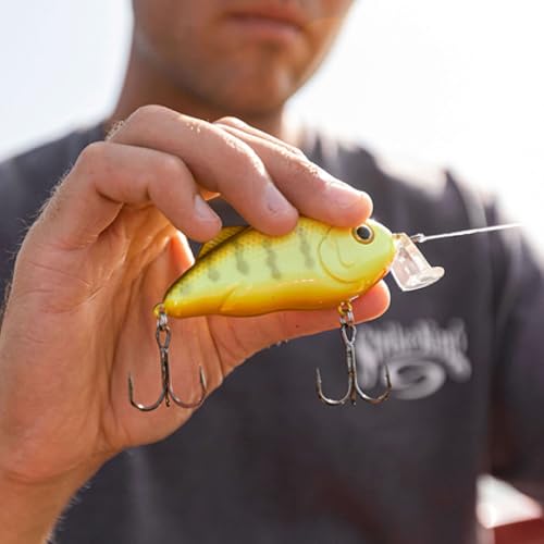 Strike King Hybrid Hunter Shallow Jr. Fishing Lure, Shallow Diving Crankbait, 90-Degree Bill, 3D Eyes, Loud Rattle, Dives 1 to 3-Feet,Size 4 & 6 Treble Hooks - color: Delta Red, size: 1 oz