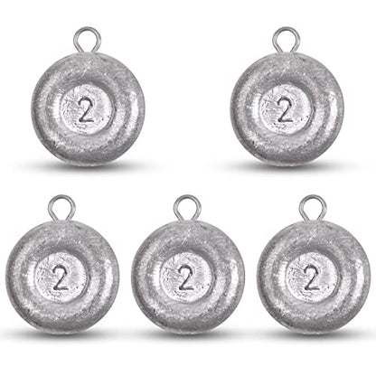 Disc Sinkers Fishing Weights, Coin Sinkers Weights Saltwater Surf Fishing Weights Catfishing Gear Tackle 8oz 6oz 5oz 4oz 3oz 2oz 1oz - style: 2oz-5pack