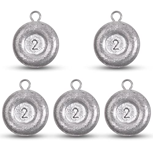 Disc Sinkers Fishing Weights, Coin Sinkers Weights Saltwater Surf Fishing Weights Catfishing Gear Tackle 8oz 6oz 5oz 4oz 3oz 2oz 1oz - style: 2oz-5pack