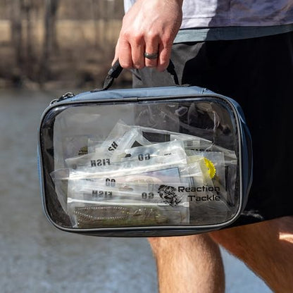 Reaction Tackle Deluxe Bait Binder, Water Resistant Soft Bait Storage System for Soft Plastics and Rigs with Zippered Sleeves, Clear Bag - size: Clear Bag