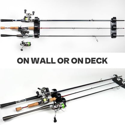 VEYWANE Fishing Rod Racks for Boat/Wall/Truck Bed, 3-Poles Storage Holders with Rubber Band Clips - color: 2 Racks for 3 Rods