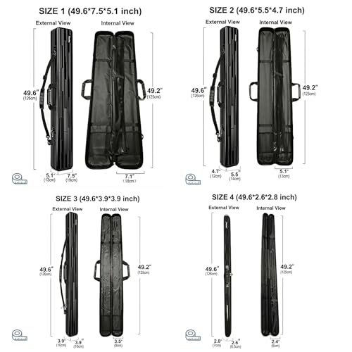 Hard Shell Fishing Rod Case, 50" Protective Rod Tube (4-in-1 Set) for 7ft 2-Piece Rods, Crushproof & Water-Resistant Travel Carrier, Heavy-Duty Storage for Bass, Fly & Saltwater Fishing