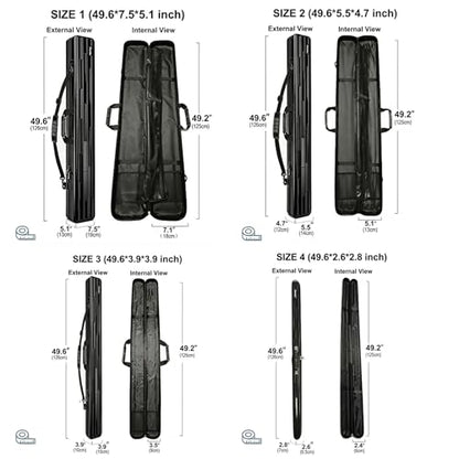 Hard Shell Fishing Rod Case, 50" Protective Rod Tube (4-in-1 Set) for 7ft 2-Piece Rods, Crushproof & Water-Resistant Travel Carrier, Heavy-Duty Storage for Bass, Fly & Saltwater Fishing