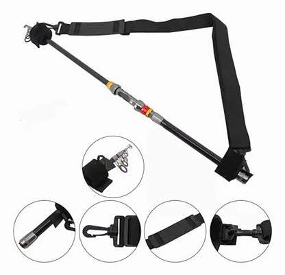 Fishing Rod Carry Strap，Sling Band Adjustable Shoulder Belt Tackle Holder，Nylon (1)