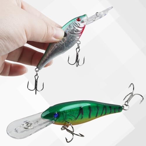Crankbait Fishing Lures Hard Bait Shallow Diving Crank Bait Lifelike Swimbait Lures for Bass Trout Walleye Pike Freshwater Saltwater Fishing Lure - color: A-10pcs-3.7in/0.36oz
