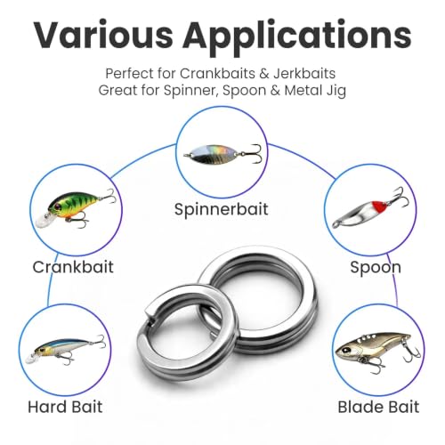 Fishing Split Rings - 100Pcs Stainless Steel Lure Ring for Link Fishing Hooks Heavy Duty Saltwater Terminal Tackle Connector - color: 99pcs_silver