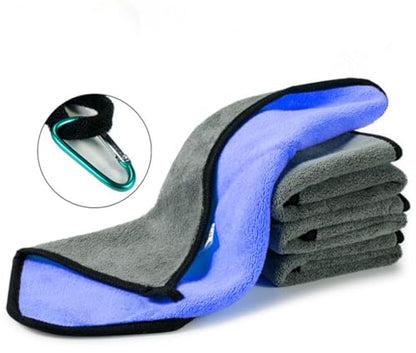 Toasis Soft Microfiber Towels with Carabiner Clip for Fishing Hiking Camping Pack of 3 (Blue) - color: Blue
