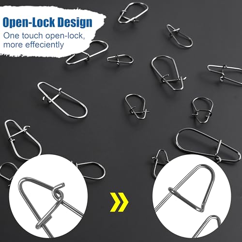Crankbait Snaps Fishing Snap Clips,150pcs Duolock Fishing Snaps Quick Change Fishing Power Clips Fast Snaps Speed Clips for Fishing Lures Freshwater Saltwater Lure Snap Connector Tackle - size: 4#-150pcs