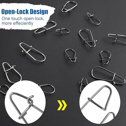 Crankbait Snaps Fishing Snap Clips,150pcs Duolock Fishing Snaps Quick Change Fishing Power Clips Fast Snaps Speed Clips for Fishing Lures Freshwater Saltwater Lure Snap Connector Tackle - size: 1#-150pcs