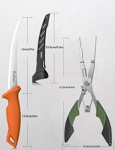2PC Fishing Tool Kit - 7" Fillet Knife,Fishing Pliers,Multitool Hook Remover Fishing Pliers,Fishing Gear for Saltwater - color: 8.4"Fishing Pliers Green