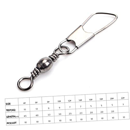 30pcs Rolling Resistance Swivel Fishing Hook Line Connector Fishing Rolling swivels Fishing Swivel Connector connectix Fishing Rolling Connector Stainless Steel to Rotate Ring - size: 14#