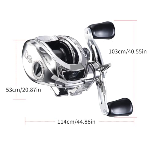 HAUT TON Matel Master Advanced Version Baitcaster reels,6.2:1Gear Ratio,5+1Ball Bearing,Bait clickers,12Lb Drag System Fishing Reels,for Saltwater,Freshwater - color: MM-DC