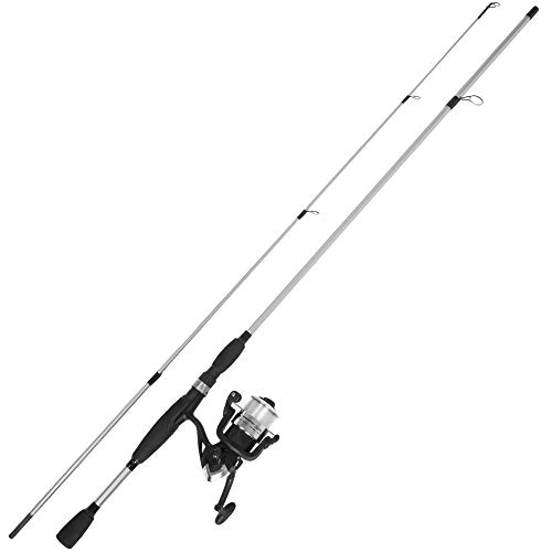 Fiberglass Fishing Pole - Strike Series 78-Inch Collapsible Rod and Spinning Reel Combo, EVA Handle, Pre-Spooled Reel, Fishing Gear for Catching Walleye, Bass, Trout, and More by Wakeman - color: Silver Metallic