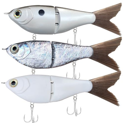 HADORAM Lure Slow Sinking Glide Bait with Fur Tail Lifelike Fishing Tackle for Trout Shad Bass Musky - color: 4.7in-3Pcs