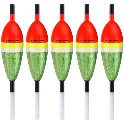 THKFISH Fishing Floats Balsa Wood Slip Bobbers, Fishing Bobbers Stick Slip Bobber for Fishing Crappie Bluegill Trout Bass Panfish Catfish Walleye 5PCS - color: Red, size: #2:0.9in * 5pcs