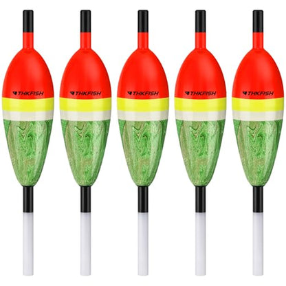 THKFISH Fishing Floats Balsa Wood Slip Bobbers, Fishing Bobbers Stick Slip Bobber for Fishing Crappie Bluegill Trout Bass Panfish Catfish Walleye 5PCS - color: Red, size: #2:0.9in * 5pcs