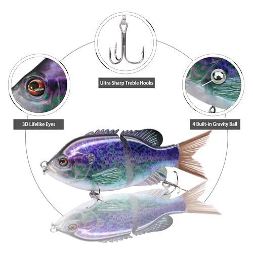 TRUSCEND Swimmax Easy Catch Fishing Lures with BKK Hooks, Wiggling, Vibrating, Rattling and Gurgling for More Bite, Heavy-Duty Dyneema Fiber Jointed Swimbaits for Bass, Trout, Walleye, Crappie, Pike - color: I-4.7",0.8oz