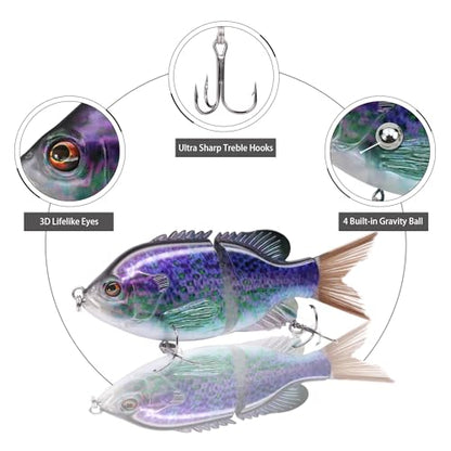 TRUSCEND Swimmax Easy Catch Fishing Lures with BKK Hooks, Wiggling, Vibrating, Rattling and Gurgling for More Bite, Heavy-Duty Dyneema Fiber Jointed Swimbaits for Bass, Trout, Walleye, Crappie, Pike - color: I-4.7",0.8oz