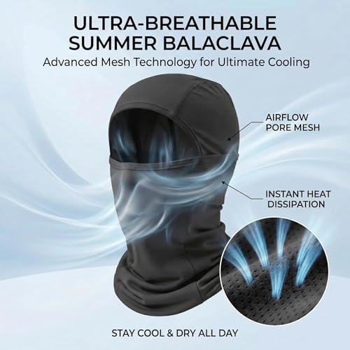Balaclava Face Mask Sun UV Protection, Summer Cooling Breathable Full Face Mask for Motorcycle Skiing Cycling Fishing - color: Black