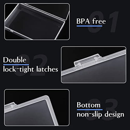 24 Pack Mixed Sizes Rectangular Mini Plastic Containers Clear Plastic Storage Boxes with Hinged Lids and Labels Empty Beads Organizers for Small Items Art Craft Jewelry Projects - size: 4 Size 24 Pcs