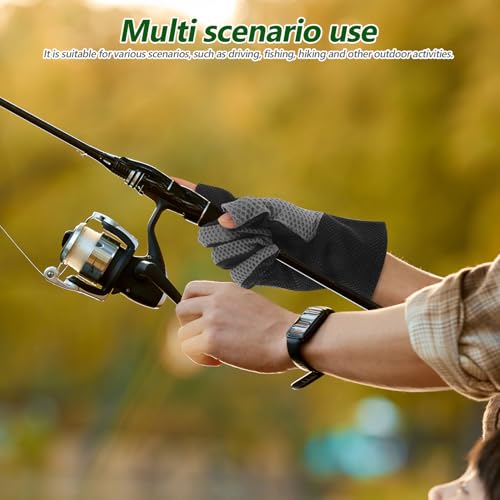 Healeved Fingerless Sun Protection Gloves for Fishing and Cycling Breathable Mesh Outdoor Sports Gloves with Non-Slip Grip for Driving and Hiking