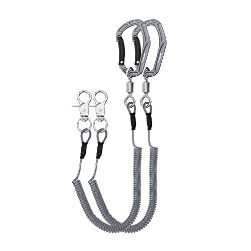 HERCULES M4 Fishing Lanyard, Fishing Pole Tether, Kayak Paddle Leash, Heavy Duty Retractable Coiled Lanyard for Fishing, Rods, Pliers, Boating, Paddles, Kayak - color: Pack of 2 Grey, 5.9"