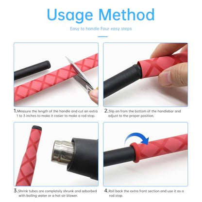 Fishing Rod Handle Grip Pole Wrap X-Tube Heat Shrink Tubing Non-Slip Insulated Abrasion Sleeve-Length:39" Diameter:25/32" (Yellow) - color: Yellow, size: Diamter:20mm"(25/32 inch)