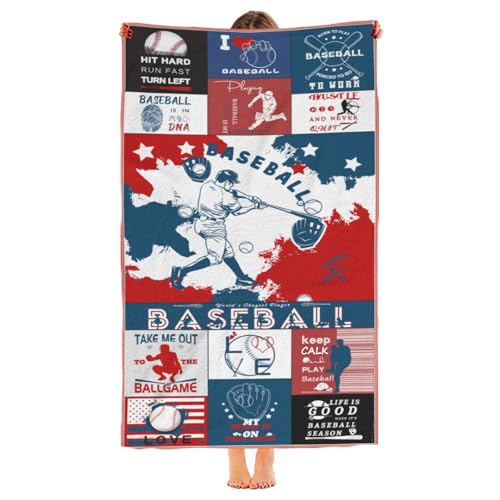 Baseball Gifts for Boys- Coach Gifts-Baseball Towel for Boys Girls 63" x 31.5" Microfiber Baseball Beach Towel for Kids Bath Pool Shower Camping Travel (Baseball Towel, 63"x 31.5") - color: Baseball Towel