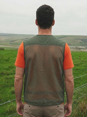 Men's Fishing Vest Multi-Pockets Unisex Mesh Utility Summer Vest for Hiking, Travel, Safari Waistcoat Jacket - color: Green, size: Large