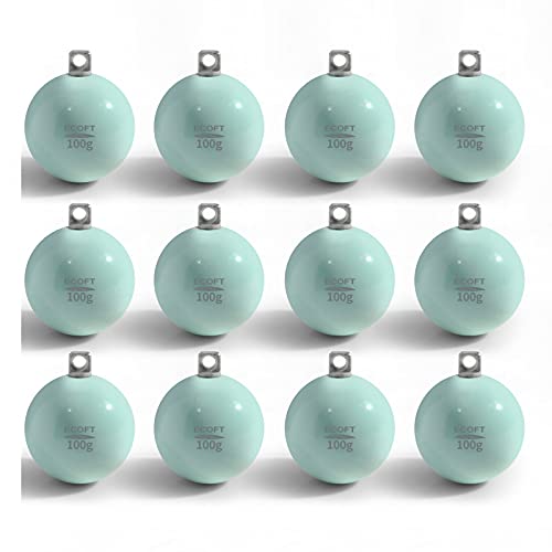 Lead Free Fishing Weights Sinkers 20g-200g Coated Egg Sinkers Cannonball Weights Assorted Sizes Bag and Fishing Weights Assortment Box Non-Lead Fishing Weights Saltwater Freshwater - style: 100g(3.52oz)-12pcs
