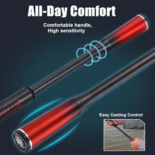 Sougayilang Fishing Rods, Spinning Rods and Casting Fishing Rods, with Full Carbon Fiber Handle, 24T Carbon Fiber 2PCS Fishing Pole for Long Casting Bass, Trout, Panfish - size: Cast-7'00''