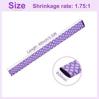 DMiotech Heat Shrink Sleeve Wrap Tubing x Tube Tubing for Fishing Rod Grips and Other Grips, Non Slip - Insulation - Waterproof 40'' Lengths, Dia 20mm Purple Scales - color: Purple Scales, size: Dia 20mm