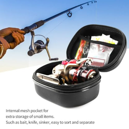 Portable Fishing Reel Case – 15x12.5cm Lightweight EVA Shockproof Storage Bag with Zipper, Protective Organizer for Spinning & Baitcasting Reels