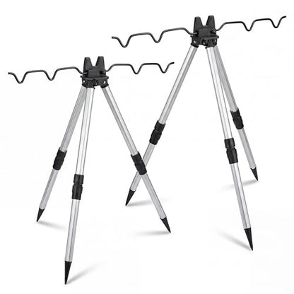 2 Pcs Portable Fishing Rod Holder for Ground Aluminum Alloy Bank Fishing Pole Holders Rack with Lock Banking Fish Rod Holder Pole Stand Fish Accessory Gift for Men Outdoor