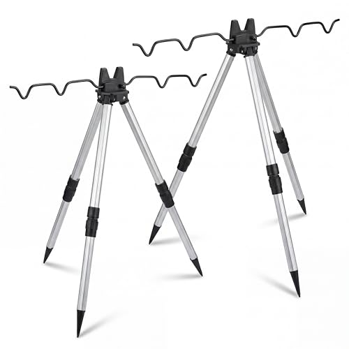 2 Pcs Portable Fishing Rod Holder for Ground Aluminum Alloy Bank Fishing Pole Holders Rack with Lock Banking Fish Rod Holder Pole Stand Fish Accessory Gift for Men Outdoor