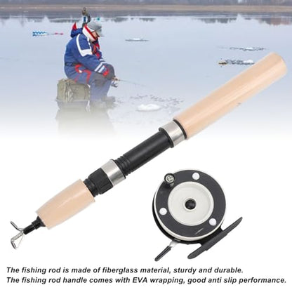 Sorandy 65cm Ice Fishing Rod Reel Combo, Fishing Pole Kit, Smooth Rotation, Comfortable Grip, Non Slip, Spinning Ice Fishing Combo, Fiberglass Material, #711